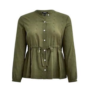 Torrid OLIVE GAUZE EMBROIDERED JACKET new new
